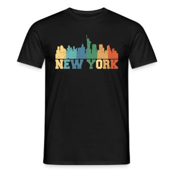 Skyline de New York rétro - T-shirt homme - noir - Devant - AI Model Male 178 light (178cm)
