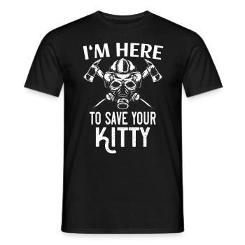 Le service d'incendie sauve un chat en disant drôle - T-shirt homme - noir - Devant - AI Model Male 178 light (178cm)