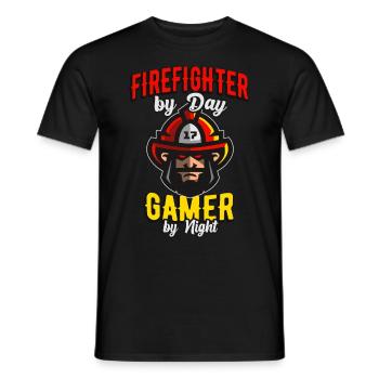 Pompier Gamer Fire Department - T-shirt homme - noir - Devant - AI Model Male 178 light (178cm)