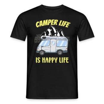 Camper Life Is Happy Life - Männer T-Shirt - Schwarz - Vorne - AI Model Male 178 light (178cm)