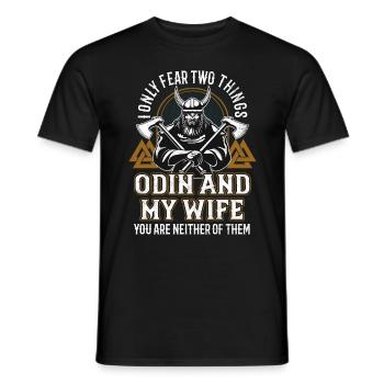 Viking saying Odin Nordmann - Men's T-Shirt - black - Front - AI Model Male 178 light (178cm)
