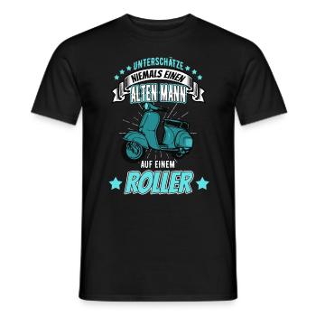 Alter Mann Roller Motorroller Moped Geschenk - Männer T-Shirt - Schwarz - Vorne - AI Model Male 178 light (178cm)