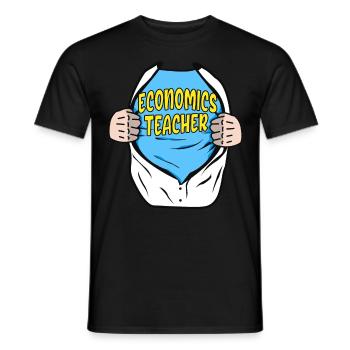 Economics Teacher Superhero Economists Gift - Men's T-Shirt - black - Front - AI Model Male 178 light (178cm)