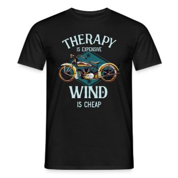 Motorrad Therapie Wind vintage Biker Geschenk - Männer T-Shirt - Schwarz - Vorne - AI Model Male 178 light (178cm)