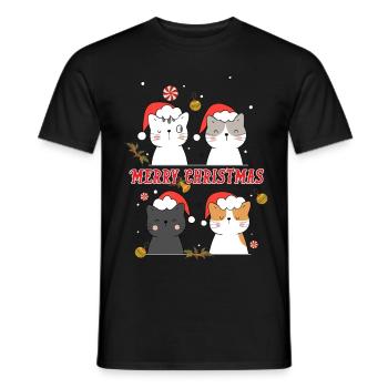 joyeux noël chat - T-shirt homme - noir - Devant - AI Model Male 178 light (178cm)