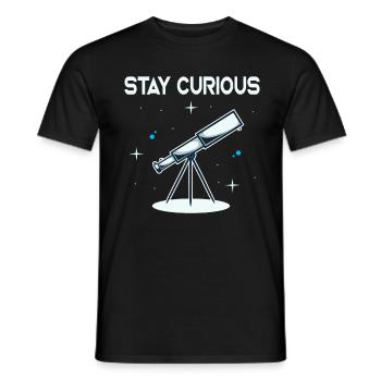 Restez curieux astronome astronome télescope - T-shirt homme - noir - Devant - AI Model Male 178 light (178cm)