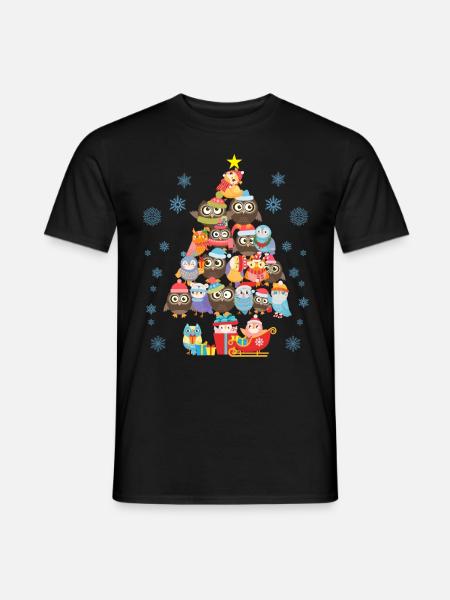 OWL CHRISTMAS TREE - Men's T-Shirt - black