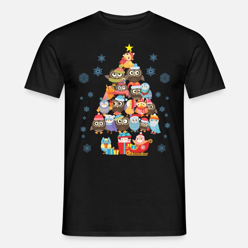 Eule WEIHNACHTSBAUM - Männer T-Shirt - Schwarz