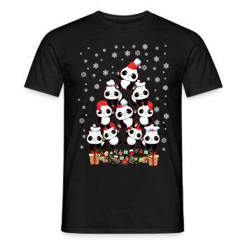 PANDA CHRISTMAS TREE - Men's T-Shirt - black - Front - AI Model Male 178 light (178cm)
