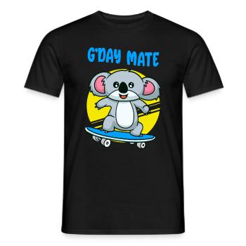 Niedlicher Koala auf Skateboard Australien Kinder - Männer T-Shirt - Schwarz - Vorne - AI Model Male 178 light (178cm)
