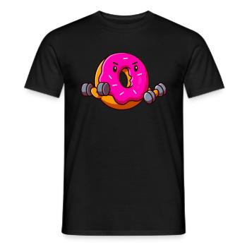 Lustiger Fitness Donut Workout Gewichtheber - Männer T-Shirt - Schwarz - Vorne - AI Model Male 178 light (178cm)