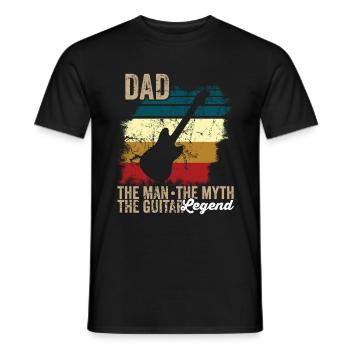 Dad The man The myth The guitar LEGEND - Men's T-Shirt - black - Front - AI Model Male 178 light (178cm)