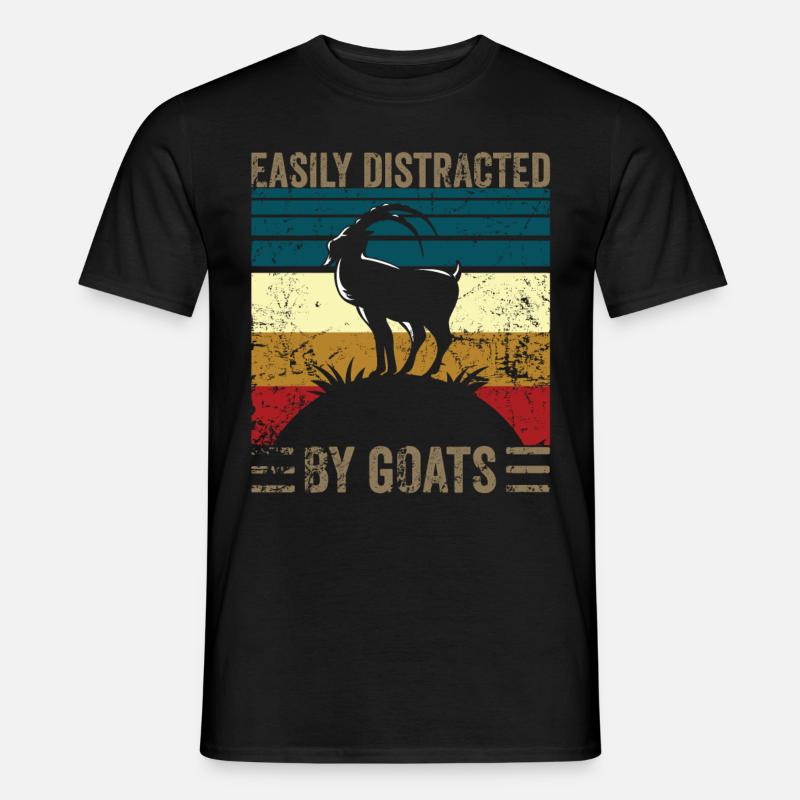 Easily distracted by goats - Männer T-Shirt - Schwarz