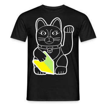 Maneki Neko "Wakaba" - Light Contour - Männer T-Shirt - Schwarz - Vorne - AI Model Male 178 light (178cm)