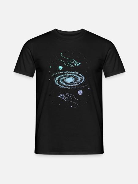 Kosmos Galaxie und Hände Heilige Geometrie Sterne - Männer T-Shirt - Schwarz