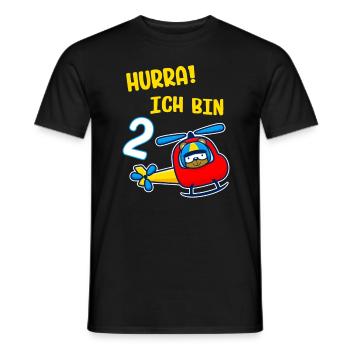 Kids 2nd Birthday Boy Helicopter Helicopter - Men's T-Shirt - black - Front - AI Model Male 178 light (178cm)