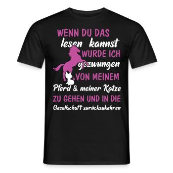 Wenn du das lesen kannst - Pferd & Katze - Männer T-Shirt - Schwarz - Vorne - AI Model Male 178 light (178cm)