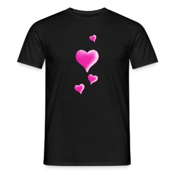 Pinke Herzen Illustration Vintage Herz Design - Männer T-Shirt - Schwarz - Vorne - AI Model Male 178 light (178cm)