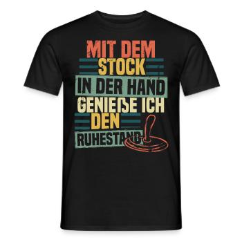 Mit dem Stock in der Hand - Ruhestand - Männer T-Shirt - Schwarz - Vorne - AI Model Male 178 light (178cm)