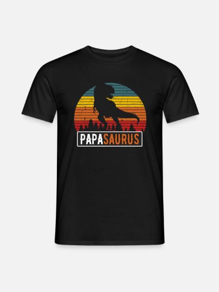 PapaSaurus Papa T-Rex Dinosaurier Retro Vater - Männer T-Shirt - Schwarz