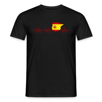 Espagne Battement de coeur drapeau Pouls Nation espagnole - T-shirt homme - noir - Devant - AI Model Male 178 light (178cm)