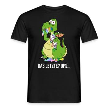 Lustiger Drachen Drache frisst Das Letzte Einhorn - Männer T-Shirt - Schwarz - Vorne - AI Model Male 178 light (178cm)