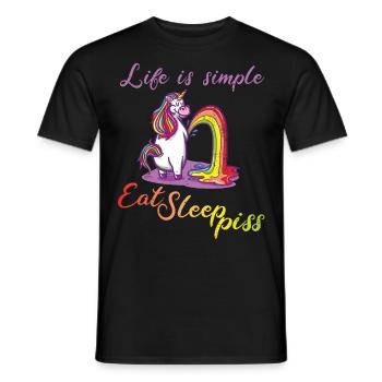 Life is simple - Eat sleep piss - Männer T-Shirt - Schwarz - Vorne - AI Model Male 178 light (178cm)