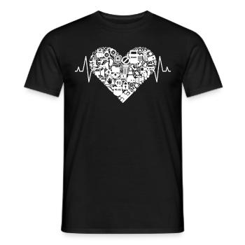 Police Heartbeat Police Officer 110 ECG - Men's T-Shirt - black - Front - AI Model Male 178 light (178cm)