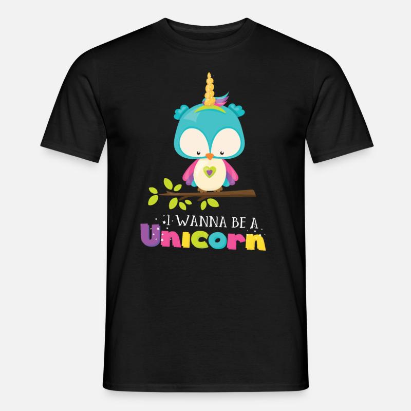 Einhorn Eule - Männer T-Shirt - Schwarz