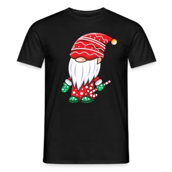 Gnome with candy cane - Men's T-Shirt - black - Front - AI Model Male 178 light (178cm)