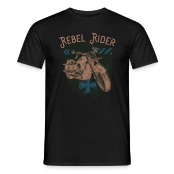 Rebel Rider Moto Vintage Rocker Motard - T-shirt homme - noir - Devant - AI Model Male 178 light (178cm)