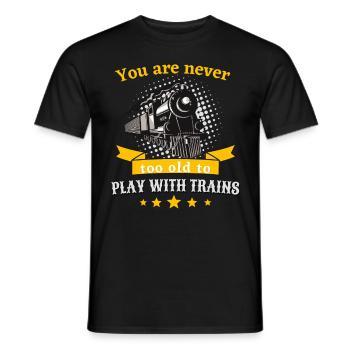 Never too old for railway model railway steam locomotive - Men's T-Shirt - black - Front - AI Model Male 178 light (178cm)