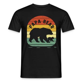 Father's Day PapaBear Papa Vintage Retro Bear - Men's T-Shirt - black - Front - AI Model Male 178 light (178cm)