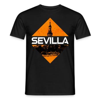 Seville Spain City Skyline Home Love Holiday - Men's T-Shirt - black - Front - AI Model Male 178 light (178cm)