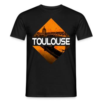 Toulouse France City Skyline Accueil Amour - T-shirt homme - noir - Devant - AI Model Male 178 light (178cm)