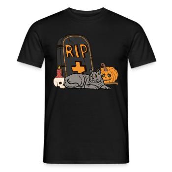 Cute Chartreux Carthusian Halloween Cat - Men's T-Shirt - black - Front - AI Model Male 178 light (178cm)