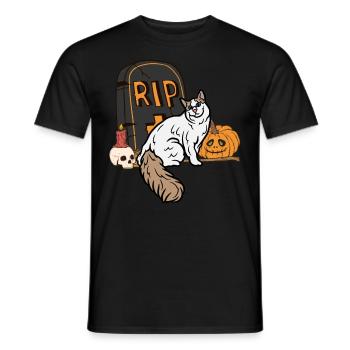 Cute Turkish Van Halloween Cat - Men's T-Shirt - black - Front - AI Model Male 178 light (178cm)