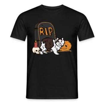 Cymric Halloween Katze - Männer T-Shirt - Schwarz - Vorne - AI Model Male 178 light (178cm)