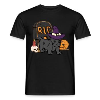Süßer Scottish Terrier Halloween Liebhaber Kawaii - Männer T-Shirt - Schwarz - Vorne - AI Model Male 178 light (178cm)