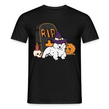 Cute Samoyed Halloween Dog - Men's T-Shirt - black - Front - AI Model Male 178 light (178cm)