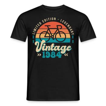 1984 Anniversary Bicycle Cyclist Born in 1984 - Men's T-Shirt - black - Front - AI Model Male 178 light (178cm)