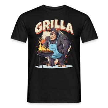 Grillen Grilla Griller Gorilla BBQ Spruch Lustig - Männer T-Shirt - Schwarz - Vorne - AI Model Male 178 light (178cm)