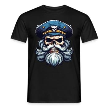 Sailor Skull Skull Captain Ahoy Ship - Men's T-Shirt - black - Front - AI Model Male 178 light (178cm)
