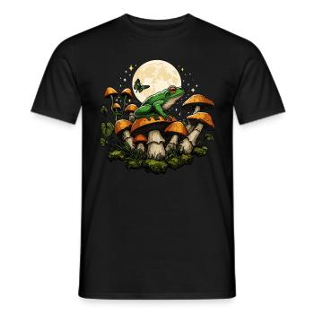 Dark Cottagecore Frog with Mushrooms and Moon - Men's T-Shirt - black - Front - AI Model Male 178 light (178cm)