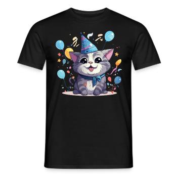 Réveillon du Nouvel An Chat Bonne Année Fête du Nouvel An Célébration - T-shirt homme - noir - Devant - AI Model Male 178 light (178cm)