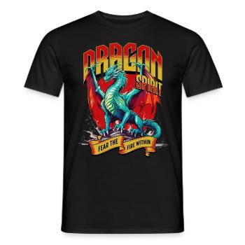 Dragon, Fantasy, Magic, Mysticism, Creature, Fable, Animal - Men's T-Shirt - black - Front - AI Model Male 178 light (178cm)