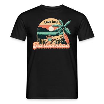 Fuerteventura Surfing Surfboard Palm Trees Island Summer - Men's T-Shirt - black - Front - AI Model Male 178 light (178cm)