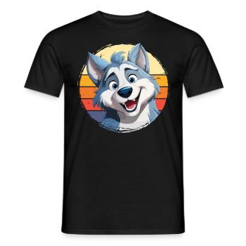 Husky chien traîneau chien race dessin animé d’hiver - T-shirt homme - noir - Devant - AI Model Male 178 light (178cm)