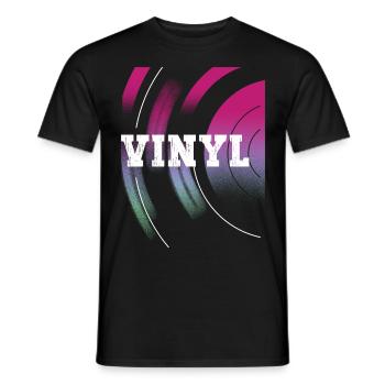 Vinyl Record LP Turntable Retro - Men's T-Shirt - black - Front - AI Model Male 178 light (178cm)