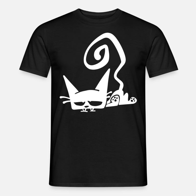 Müde Katze Weiß - Männer T-Shirt - Schwarz